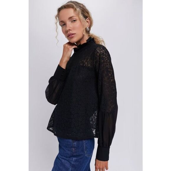 NEW TUCKERNUCK Black Lace Rosalee Blouse top size XL Floral - Picture 2 of 14